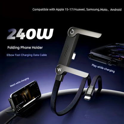 🎁Year-End Sale 50% OFF🏆⚡2-in-1 Fast Charging Cable with Adjustable Phone Stand