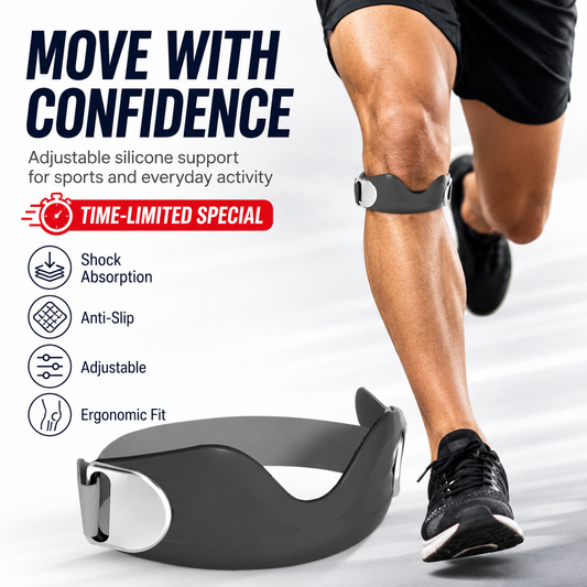 🔥 50% OFF! 🦵 Silicone Patella Knee Strap – Adjustable Knee Support for Walking, Running & Everyday Activities ⏰✨