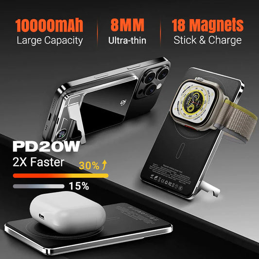 🔋✨Professional Magnetic Charger for Travelers & Professionals 🧲| 22.5W Wired & 15W Wireless | 10,000 mAh | Fast Delivery💥