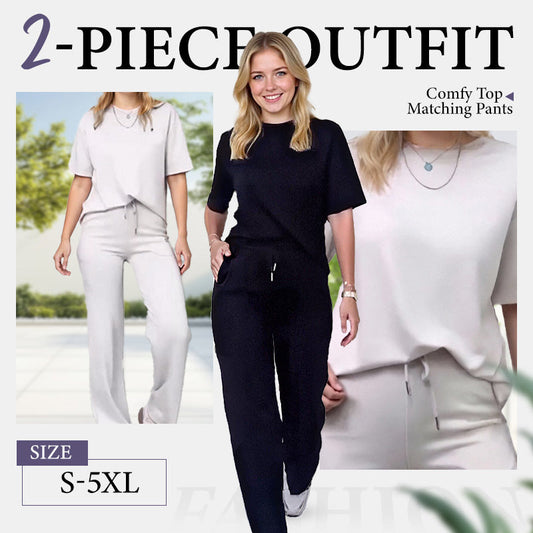 ✨Chic Women's 2-Piece Outfit – Comfy Top & Matching Pants