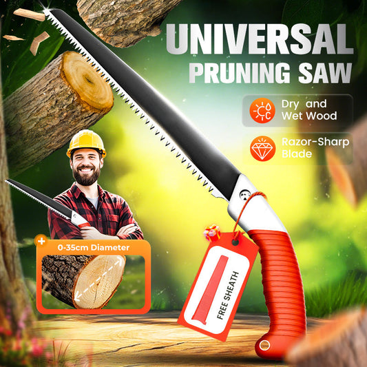 🌿 50% OFF NOW ! ⚡ Lightweight And Sharp Universal Pruning Saw With Sheath – SK5 Steel, Fast Cutting & Ergonomic Grip 🔪
