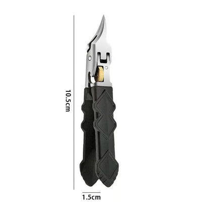 Black Anti-Slip Grip Gear Lock Nail Clipper Set with Ultra-Sharp Tips for Precise Access to Nail Grooves