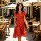 😍 2026 NEW SALE – 50% OFF 🌸 Women's V-Neck Floral Print Dress with Twist Waist – Elegant & Flattering Summer Dress ✨