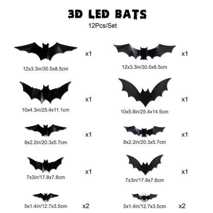 3D Bat LED Wall Light Decor