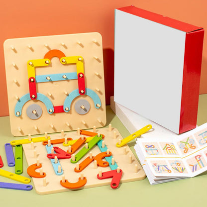 🧩 50% OFF NOW! ✨ Montessori Puzzle - Wooden Geometric Shapes with Pattern Cards for Early Learning & Creative Development 🎁🎄
