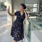 😍 2026 NEW SALE – 50% OFF 🌸 Women's V-Neck Floral Print Dress with Twist Waist – Elegant & Flattering Summer Dress ✨