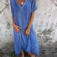 💕Women's Loose V-neck Cotton Linen Dress