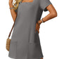 👗Women's Casual Square Neck Pocket Short Sleeve Dress with Pockets💕