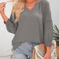 ⏰Limited time sale 50% Off!!🔥Womens 3/4 Lantern Sleeve Casual V-Neck T-Shirts Pleated Loose Hollow-Out Blouse