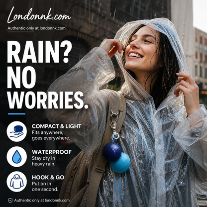 ⏰🎉 KÖP 1 – FÅ 1 GRATIS! ☔ Mini-Regnponcho i Bollformat – Kompakt, Vattentät & Perfekt att Ha Med Sig 🌧️✨