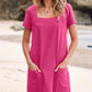 👗Women's Casual Square Neck Pocket Short Sleeve Dress with Pockets💕