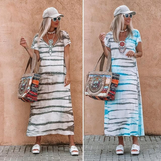 🍃 Loose Fit Long Dress | Breathable V-Neck Summer Maxi Dress