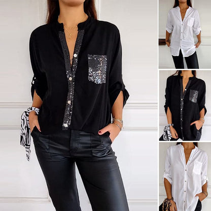 🔥2025 HOT SALE🔥Casual Patchwork Top with Sequins