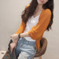 Button Closure Women's Solid Color Knit Sweater