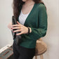 Button Closure Women's Solid Color Knit Sweater
