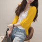 Button Closure Women's Solid Color Knit Sweater