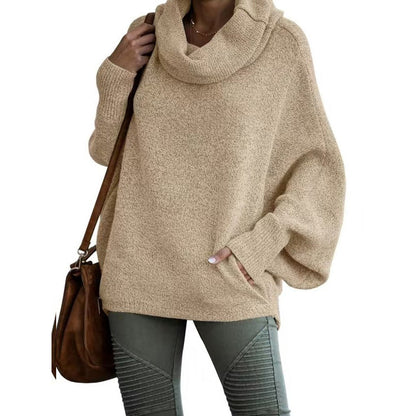 －69％！Women's Batwing Cowl Neck Sweater with Pocket