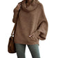 －69％！Women's Batwing Cowl Neck Sweater with Pocket