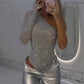 🎉👗Women's One Shoulder Sequin Bodysuit