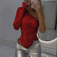 🎉👗Women's One Shoulder Sequin Bodysuit