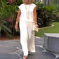 Women's Crew Neck Sleeveless Top and Pants Set