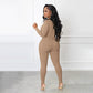 Solid Color Half Zip Seamless Jumpsuit