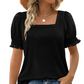 🍃Women's Casual Square Neck Smocked Sleeve T-Shirt