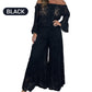 💖Women's 2-Piece Set: Lace Top + Wide-Leg Trousers