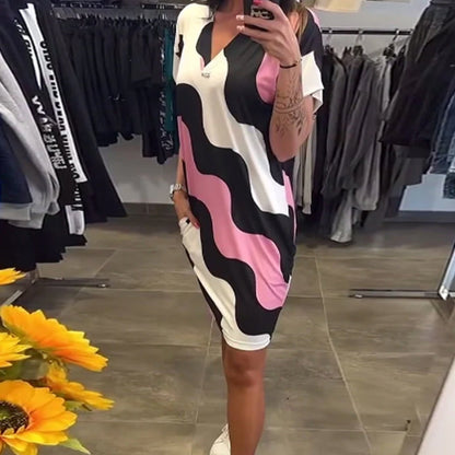 🎉🛍️ Summer New Arrivals🥻Women's V-Neck Short Sleeve Dress