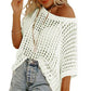⏰Womens Casual Short Sleeve Hollow Out Pullover Knit Tops