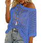 ⏰Womens Casual Short Sleeve Hollow Out Pullover Knit Tops