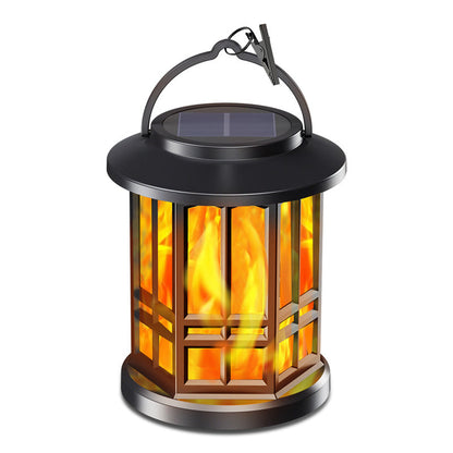 Waterproof outdoor solar flame lantern