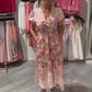 Women's Elegant Floral Print V-Neck Long Dress