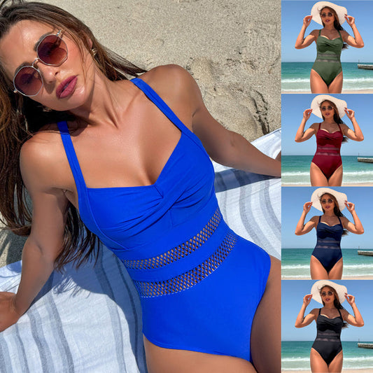 Women's One-Piece Swimsuit with Mesh Detail