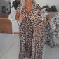 Women's V-Neck Leopard Print Dress