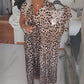 Women's V-Neck Leopard Print Dress