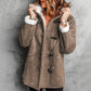 Women's Hooded Suede Coat with Plush Lining