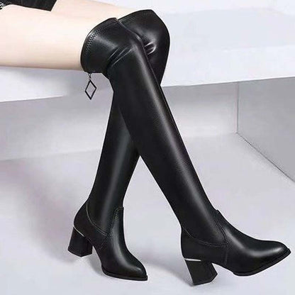 Black Over-the-Knee Boots with Heel