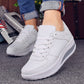 Women's Comfortable Cushioned Microfiber Leather Thick Sole Sneakers