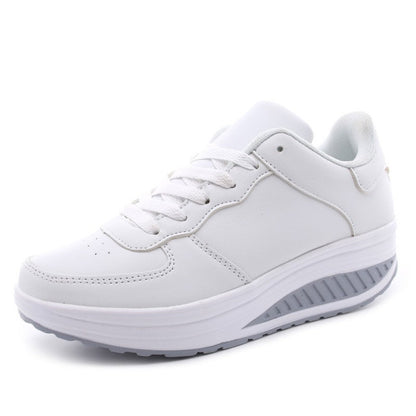 Women's Comfortable Cushioned Microfiber Leather Thick Sole Sneakers