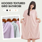 Women's Cosy Hooded Textured Grid Bathrobe