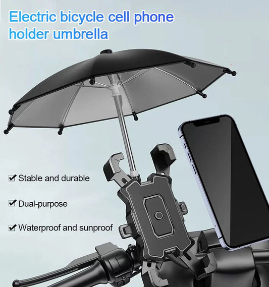 Electric Bicycle Cell Phone Holder Umbrella