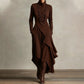 🎉Women's Elegant High-Neck Asymmetrical Draped Maxi Dress
