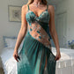Women's Sexy Floral V-Neck High Slit Sheer Panel Dress🌙🌸
