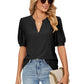 📢📢50% OFF !!!⏰Loose Solid Color T-Shirt Top with Hollow Bubble Sleeves