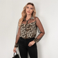 Women's Leopard Print Shirt with Contrast Mesh