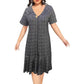Women's Zip Front Short Sleeve Pleated Hem Dress