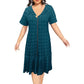 Women's Zip Front Short Sleeve Pleated Hem Dress