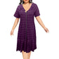 Women's Zip Front Short Sleeve Pleated Hem Dress