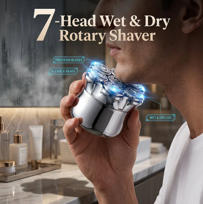Washable razor with seven blades